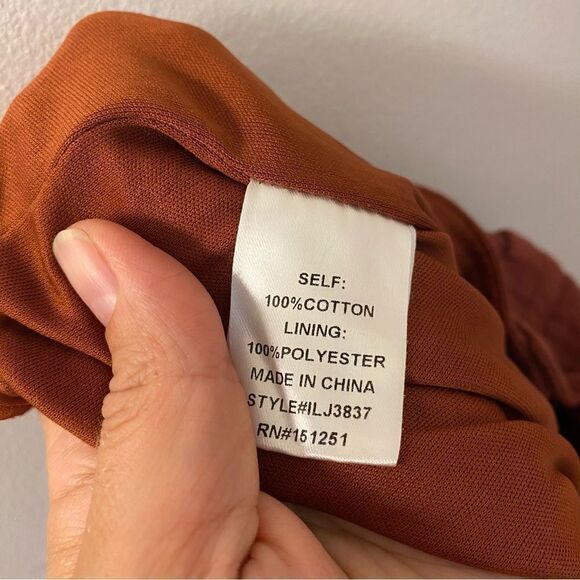 Orange Lagenlook cotton gauze muslin wide leg jumpsuit beltvbutton pocket L - Picture 12 of 13